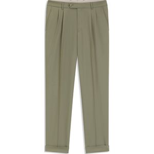 Taps toelopende broek van scheerwol met microdessin