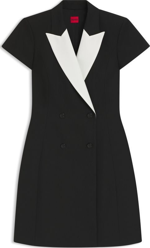 HUGO - Kazuna - Blousejurk - Zwart / Wit