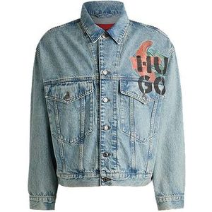 Regular-fit jack van stevig denim met logoprints