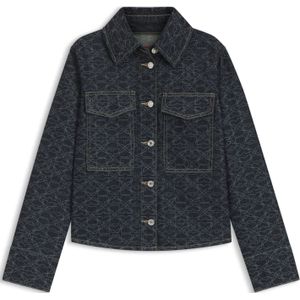 HUGO - Regular-Fit - Denimjack - Blauw - Monogramlaserprint, 60% Katoen van Regeneratieve Landbouw