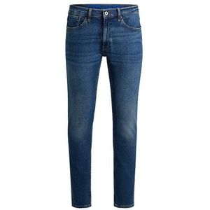 Extra slim-fit jeans van marineblauw stonewashed stretchdenim