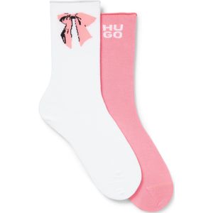 Set van twee paar korte sokken in een katoenmix