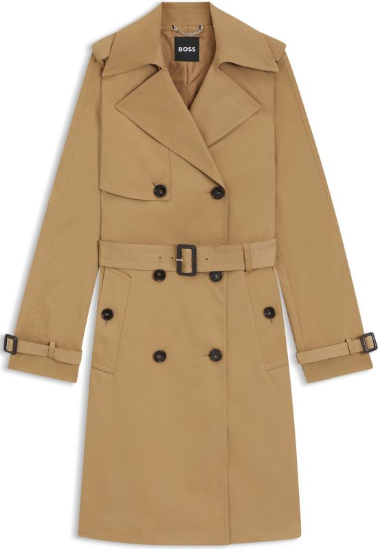 HUGO BOSS - Double-breasted Trenchcoat - Stretchmateriaal - Met Gesp