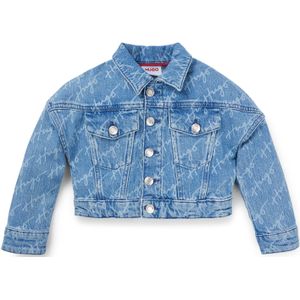 Blauw denimjack voor kinderen met handgeschreven logodessin
