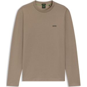 T-shirt met lange mouwen van stretchkatoen met contrastlogo