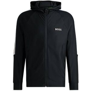 BOSS x MATTEO BERRETTINI Regular-fit hoodie met rits en kenmerkend gestreept artwork