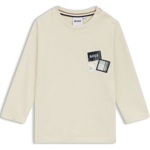 Katoenen kindershirt met lange mouwen en drie logopatches