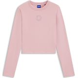 Top van stretchkatoen met Happy HUGO-logo in strassteentjes