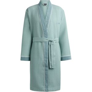 Ochtendjas van katoen met honingraatstructuur en badstofcontrasten