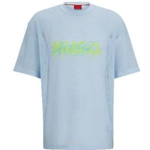 Oversized-fit T-shirt van mesh met nieuw seizoenslogo