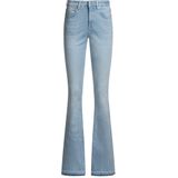Bootcut jeans van blauw stretchdenim met splitten in de zomen