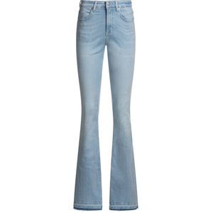 Bootcut jeans van blauw stretchdenim met splitten in de zomen