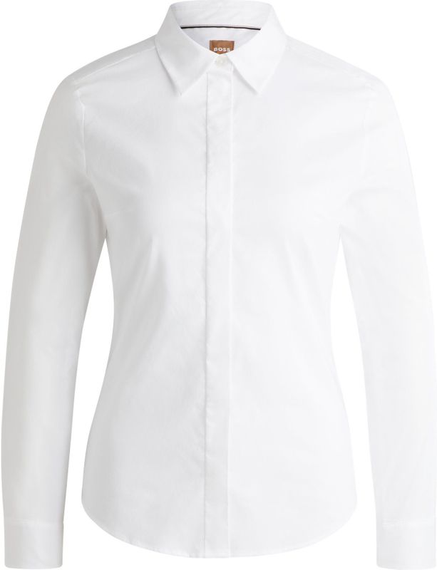 BOSS - Slim-fit Popeline Blouse - Katoenmix