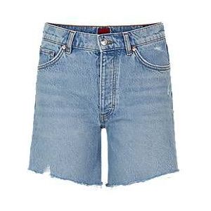 Regular-fit shorts van middenblauw distressed denim