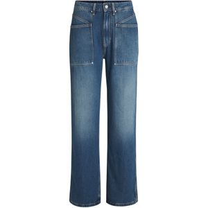 Jeans met wijde pijpen van blauw vloeiend denim
