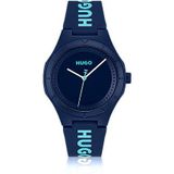 Matblauw horloge met siliconen logoband