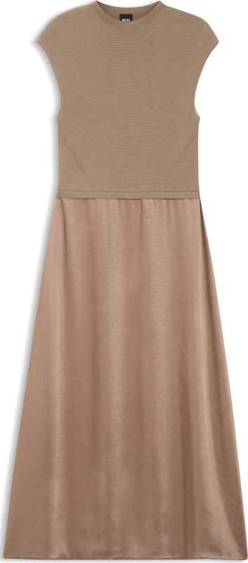 BOSS - Ferdolini - Gebreide Jurk - Effen - Midi - Met Satijnen Rok