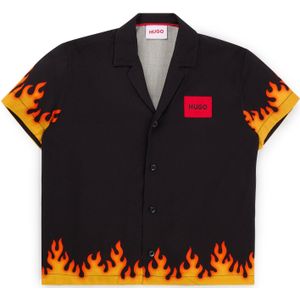 Kinderoverhemd met vlammenartwork en logolabel