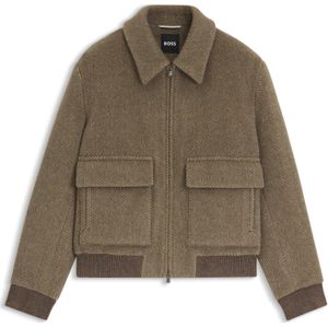 BOSS - Relaxed-fit Jas - Alpacamix - Visgraatpatroon