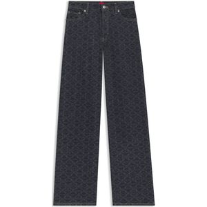 Jeans met superbrede pijpen van denim met monogramlaserprint