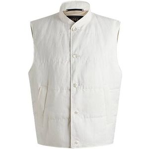 Linen and silk gilet with down-blend filling