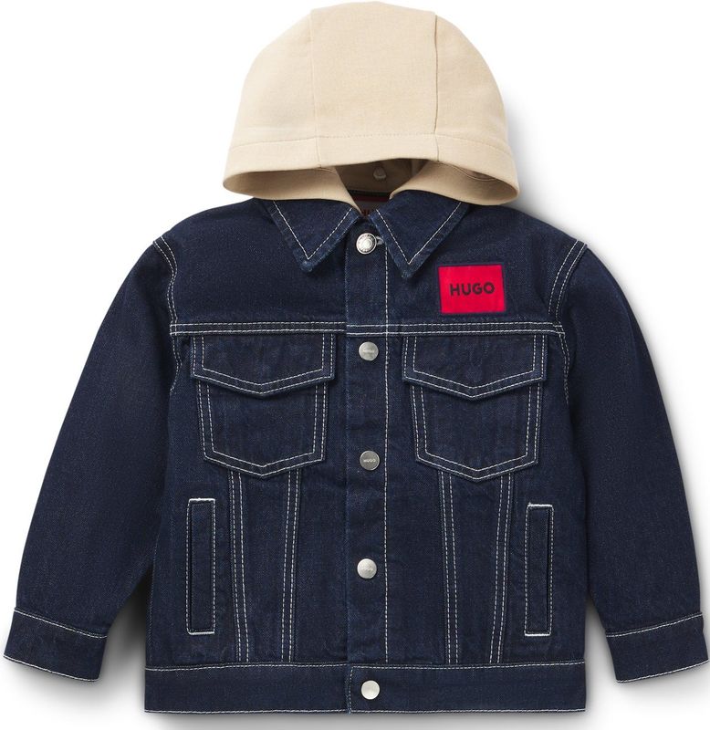 Tussenjas - Denim - Effen - Met Capuchon - Normale Pasvorm