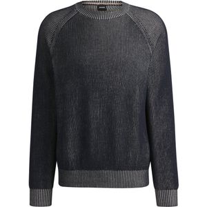 Trui van katoen en linnen met gebreide strepen