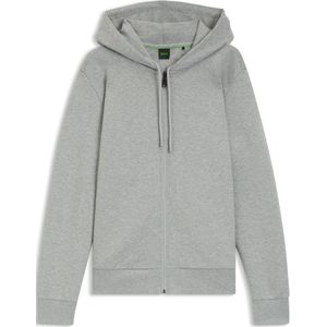 Hoodie van stretchkatoen met rits en logodetail