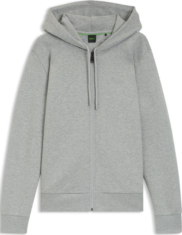 Hoodie van stretchkatoen met rits en logodetail