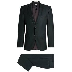 Slim-fit pak van stretchwol met microdessin