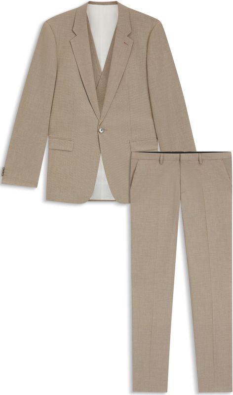 Driedelig extra slim-fit pak met microstructuur