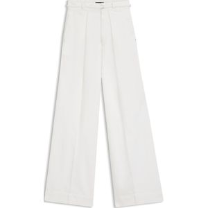 Jeans met wijde pijpen in crèmekleurig denim met plooien aan de voorkant