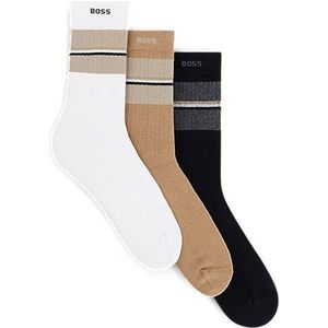 Set van drie paar sokken met strepen en merkaccenten