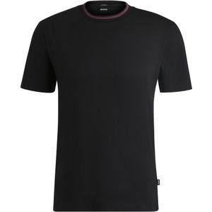 Slim-fit T-shirt van gemerceriseerde katoen met gestreepte kraag