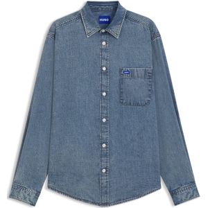 Oversized -fit overhemd van blauw denim
