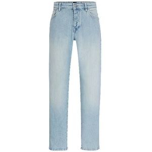 Regular-fit jeans van blauw denim met mechanische stretch
