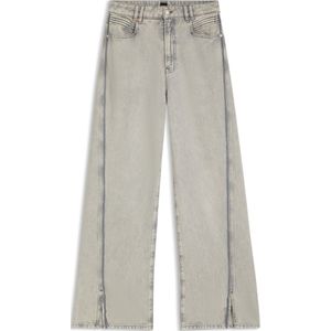 Jeans van grijs denim met wijde pijpen met splitten