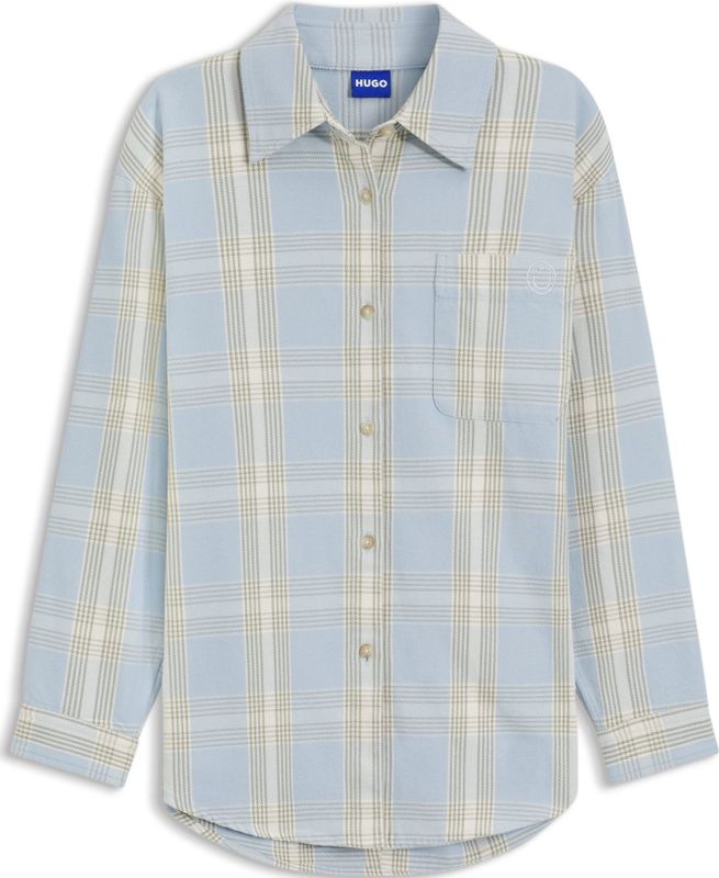 Hugo - Ecristy B 10271682 01 - Bloes - Blauw - Oversized Pasvorm - Katoen