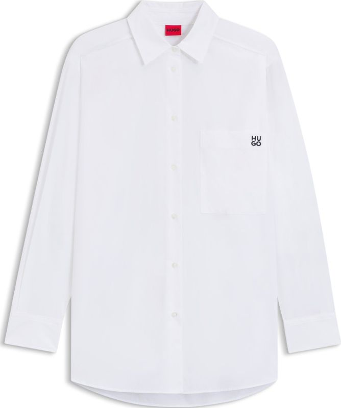 Blouse - Effen - Katoen - Lange Mouw - Losse Pasvorm