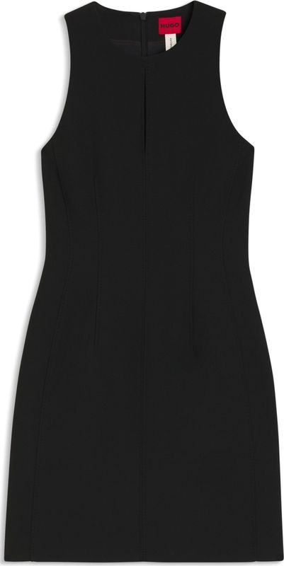 Mini-jurk van stretchtwill met keyhole-halslijn