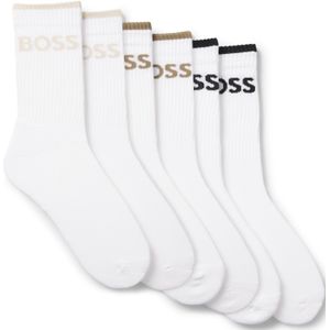 Set van zes paar geribbelde korte sokken in een katoenmix