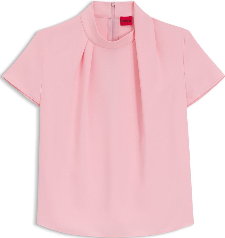 HUGO - Top - Crêpe - Gedrapeerde Hoge Halslijn