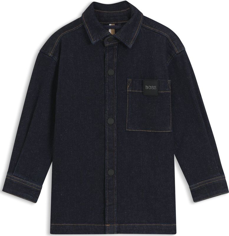 BOSS Kidswear - Denim Overhemd - Katoenmix - Met Borstzak