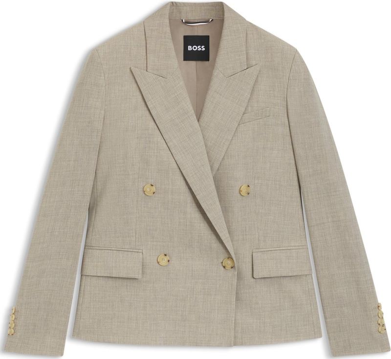 Regular-fit blazer van gemêleerde scheerwol