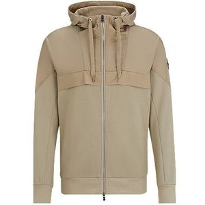 Regular-fit hoodie met rits van gemengde materialen