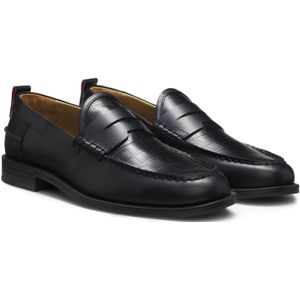 Leren loafers met krokostructuur bovenop