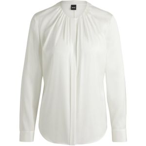 Blouse met ruchehals in crêpe de Chine van stretchzijde