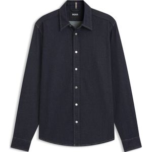 Regular-fit overhemd van indigo stretchdenim