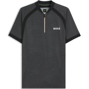 Slim-fit polo van meshjersey met ritskraag
