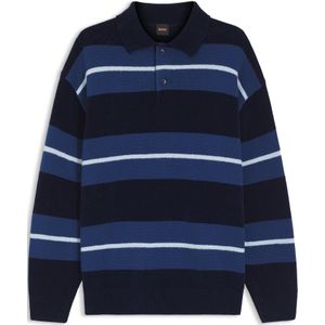 Gebreide polo van een katoenmix met blokstrepen